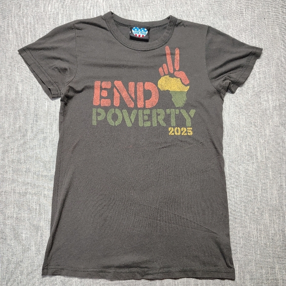 Junk Food T-Shirt Womens Size XL  End Poverty 2025 Made In USA - Picture 1 of 10